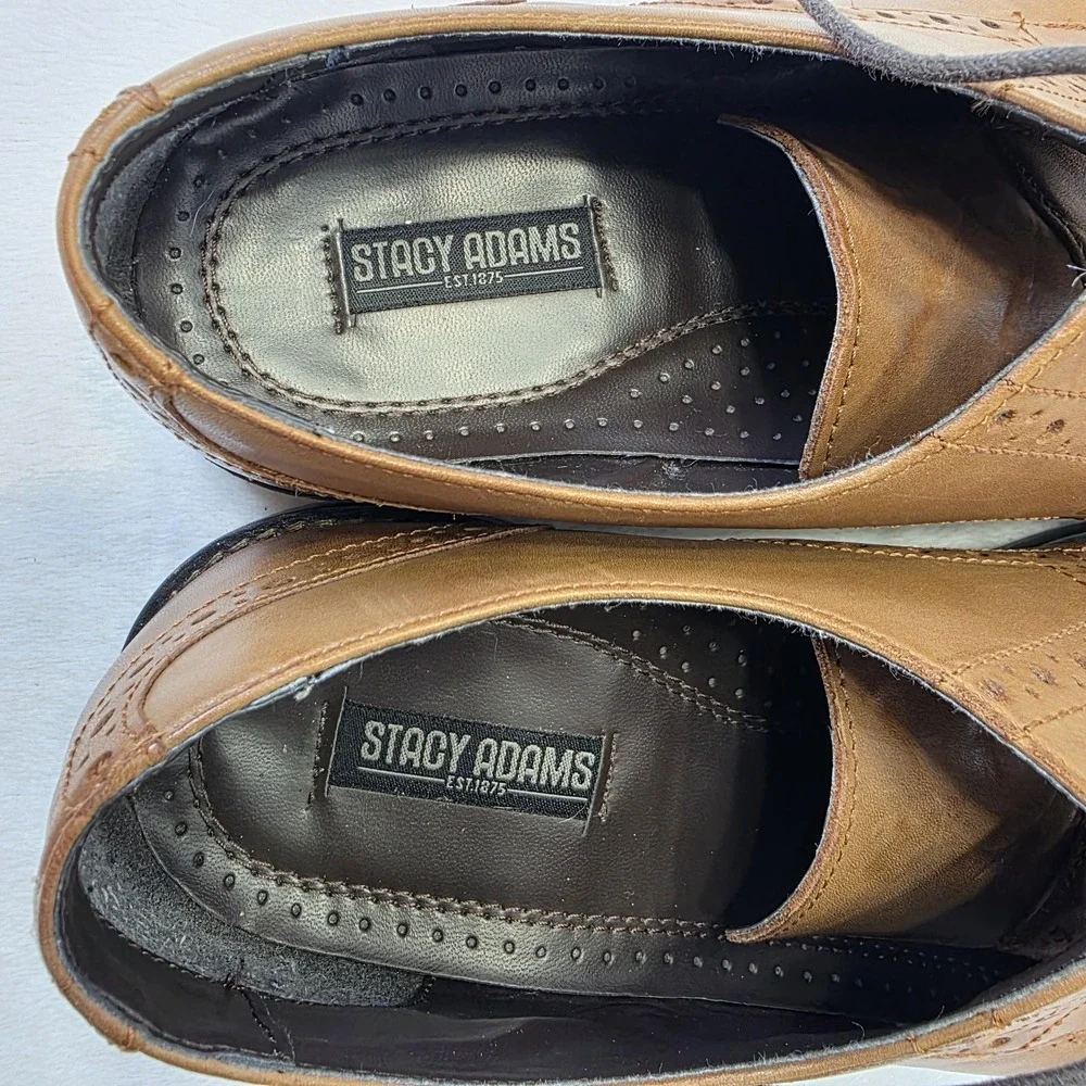 Stacy Adams Mens Brown Leather Cap Toe‎ Oxford Dress Shoes Size 9.5 M 24858